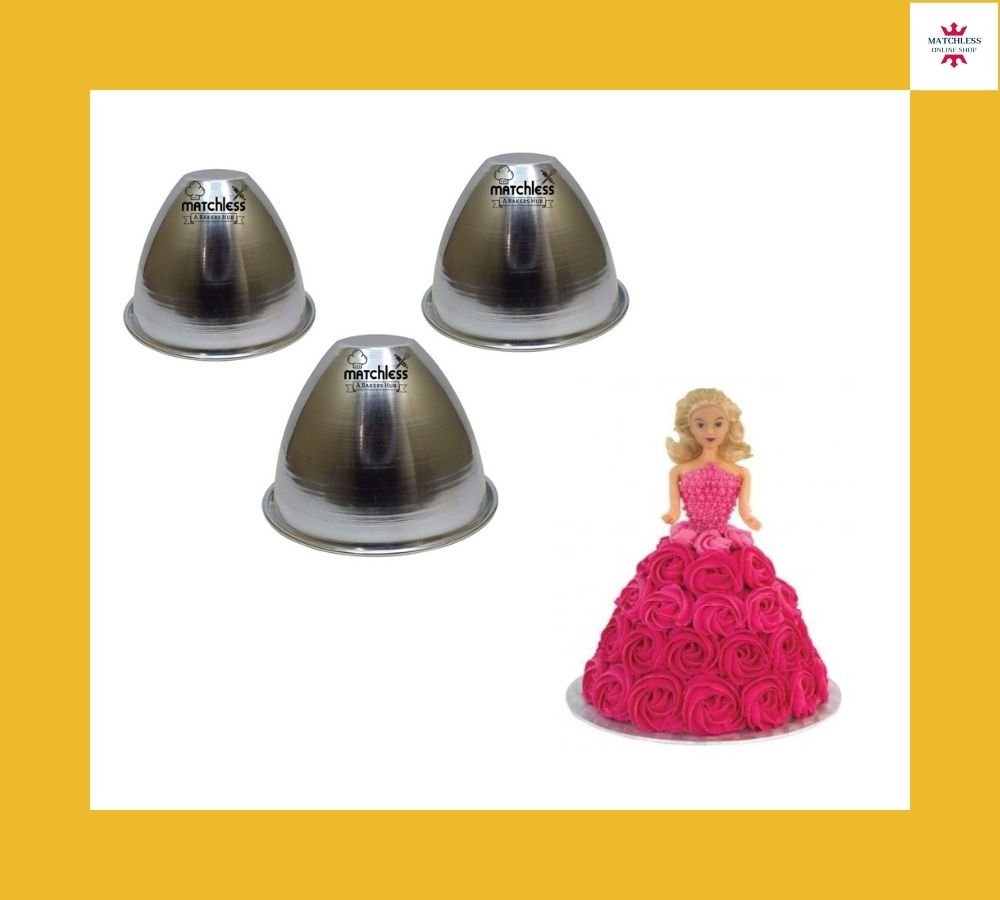 WELCOME Combo Pack Pure Aluminium Round Cake Mould 6,7&8 Inch & Doll Cake  Mould - 7Inch.