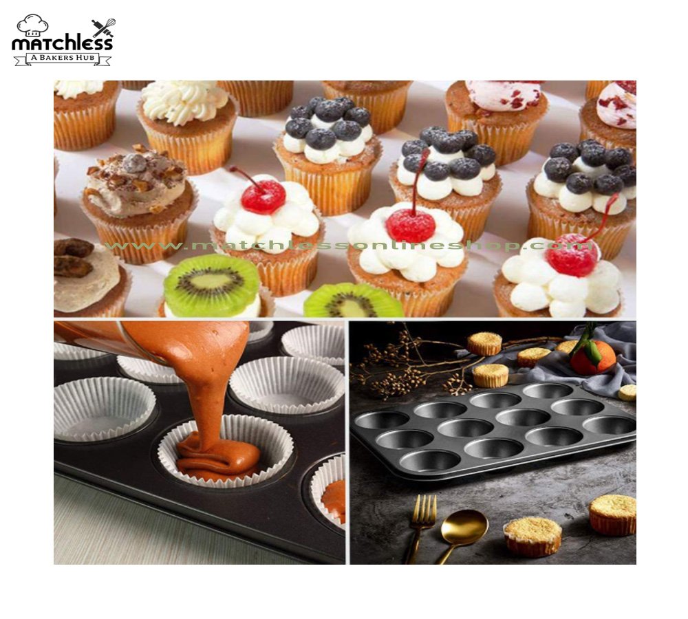 2Pcs Silicone Muffin Pan with 12 Holes Non-Stick Cake Baking Mold
