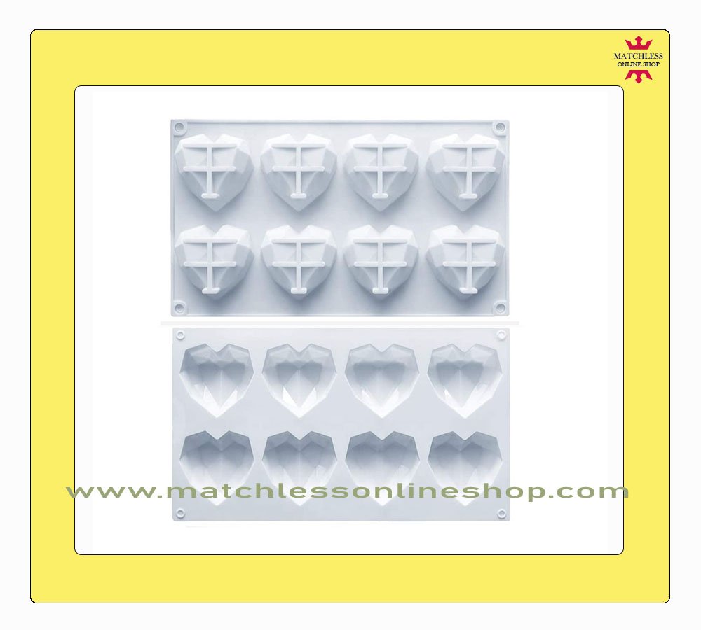 8 Cavity Silicone Molds 3D Diamond Heart Shape Entremet Mould - Baking Tool  & Accesssories - UG LAND INDIA, Ajmeri Gate, Delhi