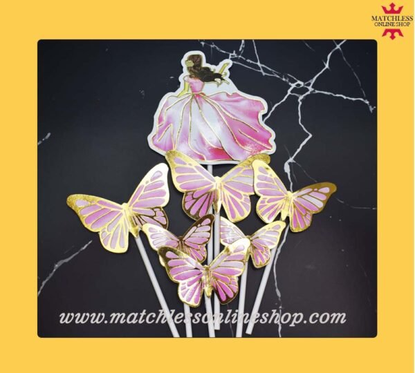 Paper Cake Topper Theme Girl & Butterfly theme set - perfect for happy birthday, valentine & make moments memorable.